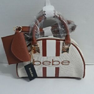 Bebe Caramel Paisley Small Canvas Bowler Satchel Bag *NWT*